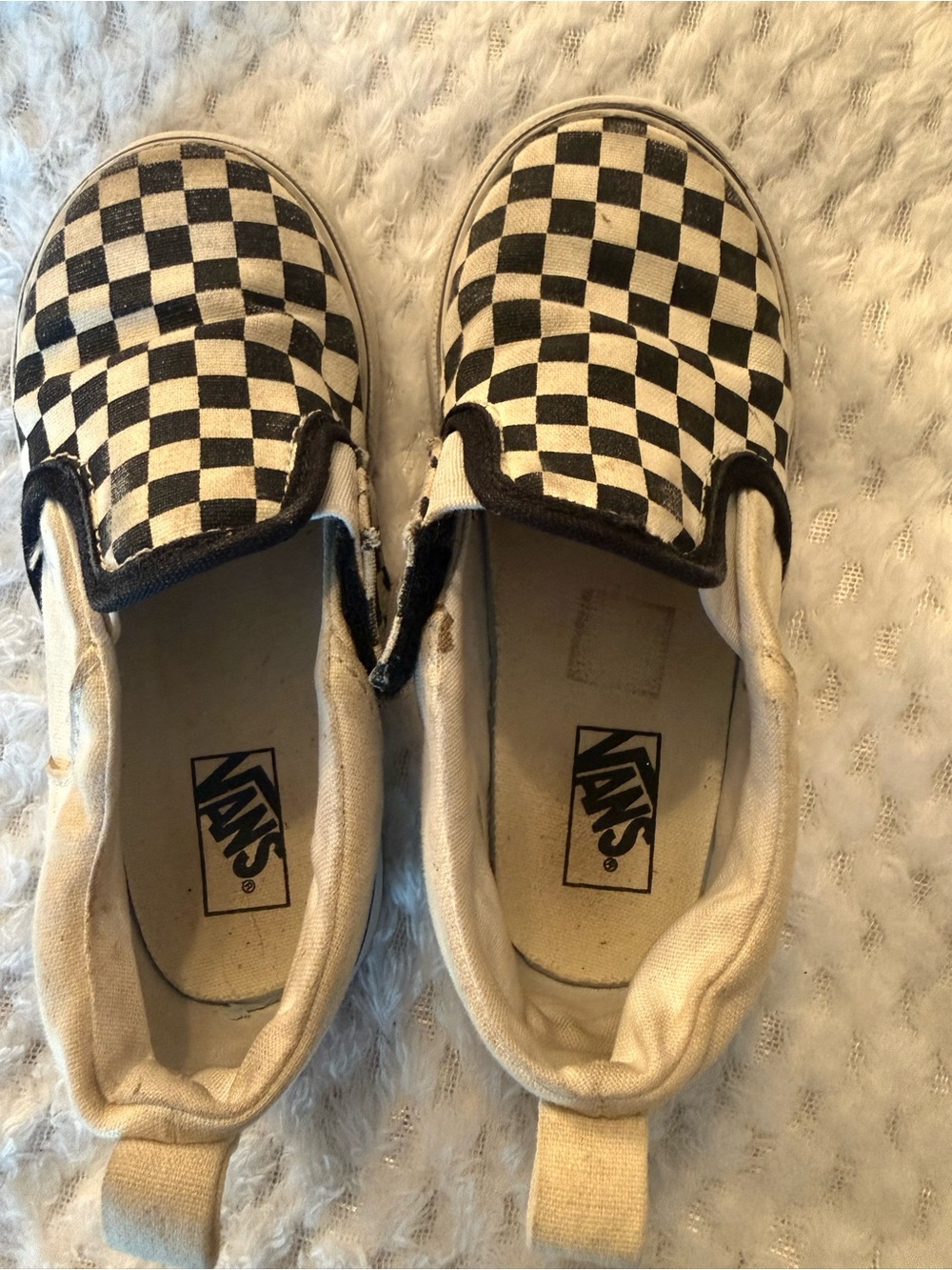 Vans Kids Slip-On Checkerboard Sneakers - Black & White